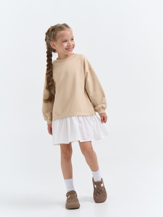 платье с хлопковой юбкой "крем-брюле" от бренда bungly вид слева