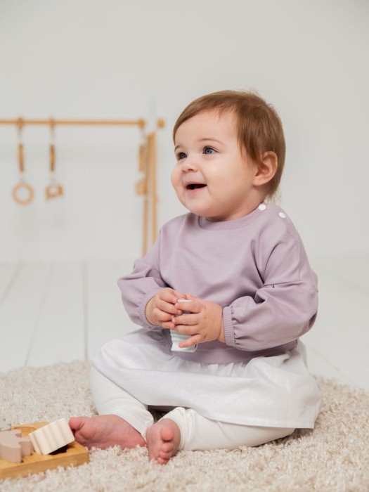 платье с хлопковой юбкой "вереск" 0+ из хлопка спереди