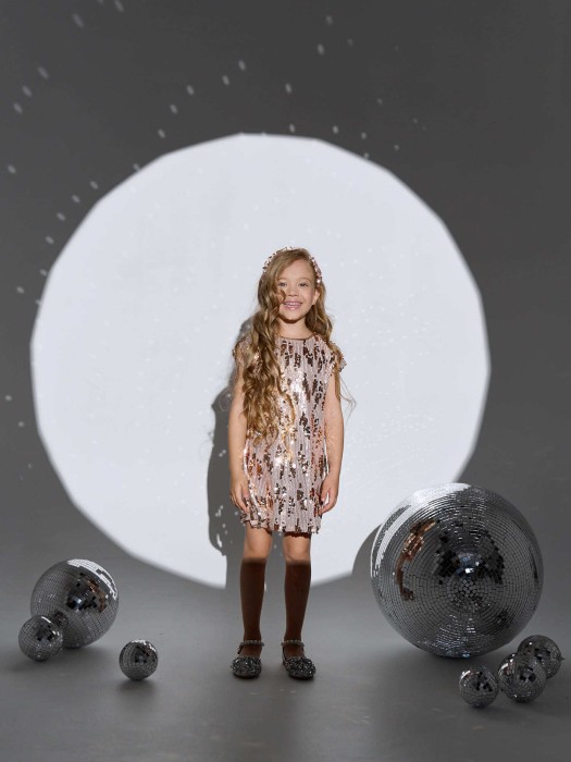 платье с пайетками "розовое золото" из проверенных материалов спереди