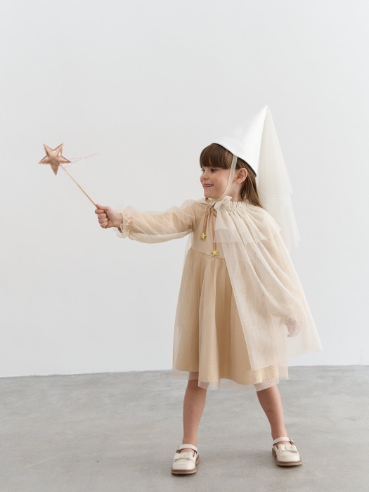 платье с юбкой из фатина "беж" из фатина спереди