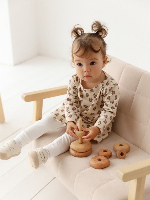 платье-туника "бежевый леопард" 0+ из проверенных материалов спереди