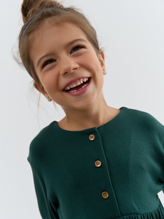 платье в рубчик для девочки "малахит" из россии вид сбоку