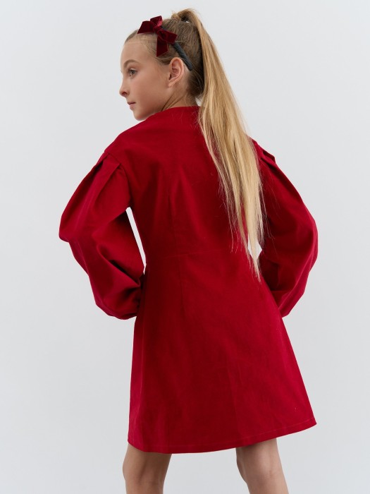 платье вельветовое "бордо" 7+ из россии вид сбоку