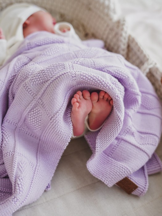 плед вязаный хлопковый "лаванда" 0+ фотография