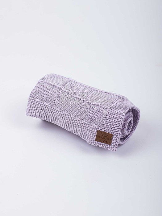 плед вязаный хлопковый "лаванда" 0+ от бренда bungly вид слева