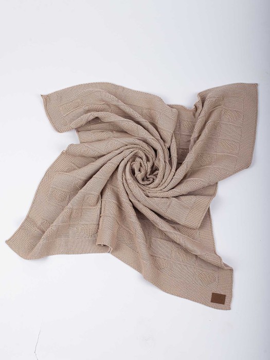 плед вязаный хлопковый "нюд" 0+ фотография