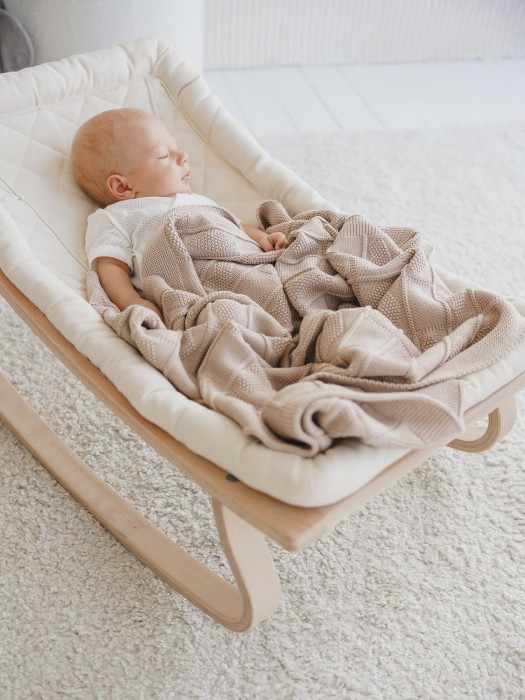 плед вязаный хлопковый "нюд" 0+ из россии вид сбоку