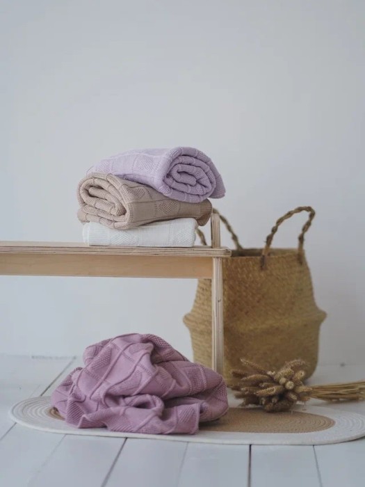 плед вязаный хлопковый "пудра" 0+ по цене 1599 руб вид справа