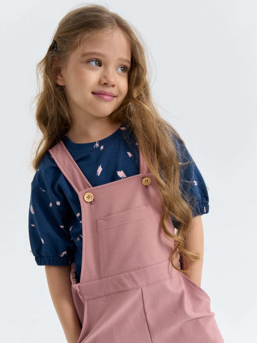 полукомбинезон из джинскота "пепельная роза" из льна спереди