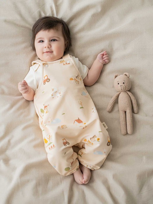 полукомбинезон облегченный "ферма" 0+ от 1 до 3 лет с изнаночной стороны