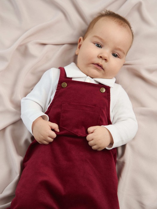 полукомбинезон вельветовый "бордо" 0+ из вельвета спереди