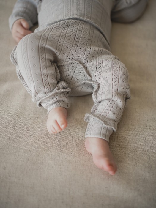 ползунки "жемчуг" из ажурного хлопка 0+ от бренда bungly вид слева