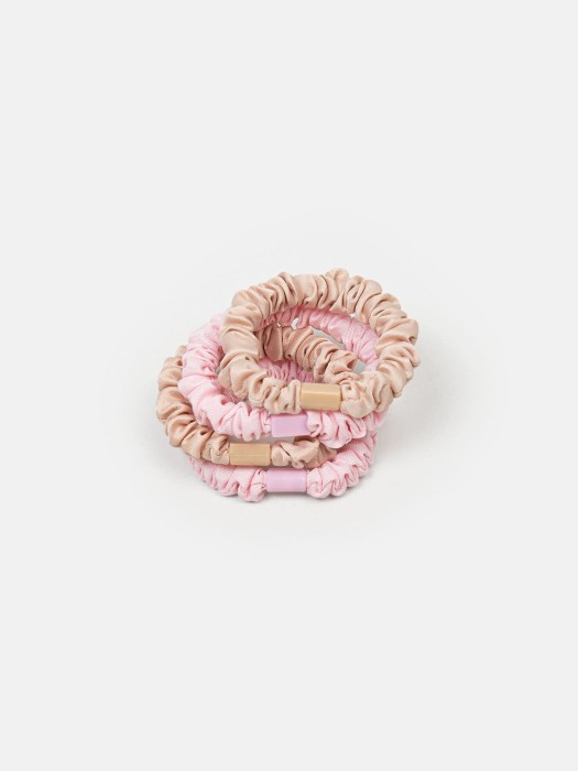 резинки для волос "беж/роза" 4 шт из россии вид сбоку