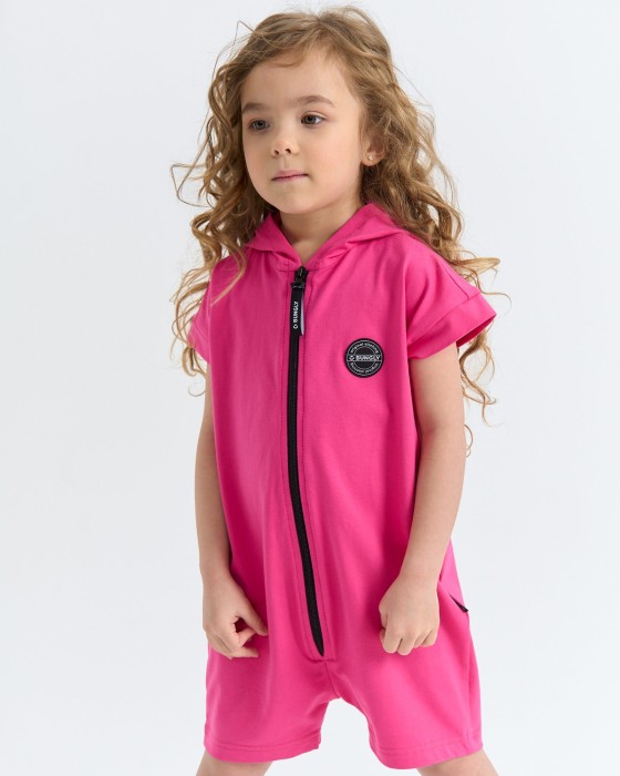 ромпер на молнии с капюшоном "бабл-гам" из проверенных материалов спереди