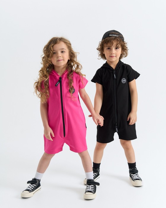 ромпер на молнии с капюшоном "бабл-гам" универсального стиля с лицевой стороны