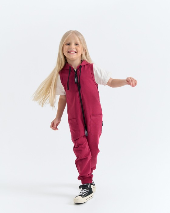 ромпер с длинными штанинами "брусника" от бренда bungly вид слева