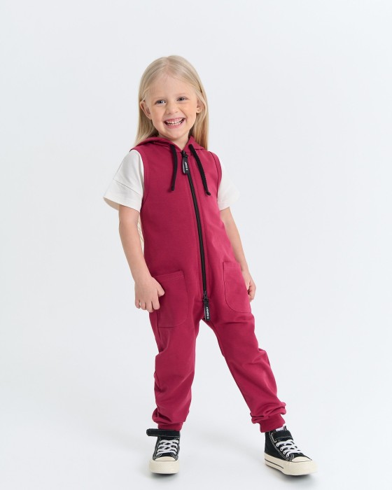 ромпер с длинными штанинами "брусника" из проверенных материалов спереди
