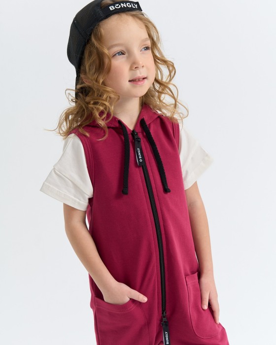 ромпер с длинными штанинами "брусника" универсального стиля с лицевой стороны