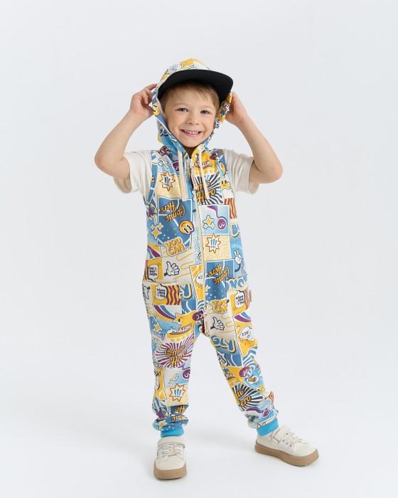 ромпер с длинными штанинами "comic hero" от бренда bungly вид слева