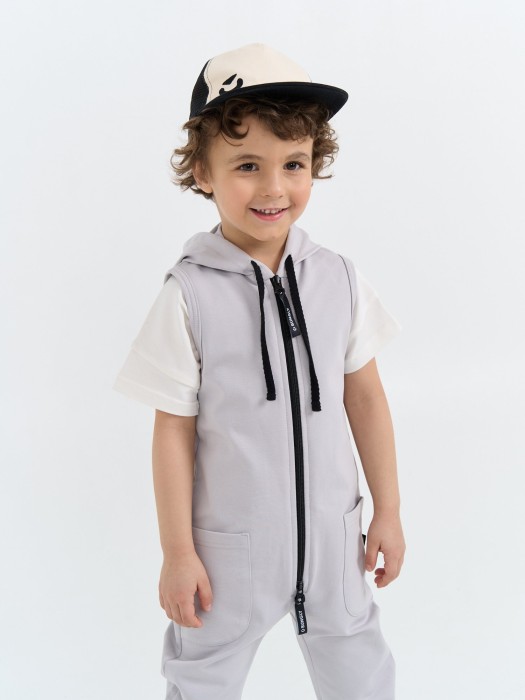 ромпер с длинными штанинами "пепел" универсального стиля с лицевой стороны