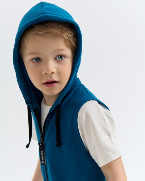 ромпер с длинными штанинами "петроль" универсального стиля с лицевой стороны