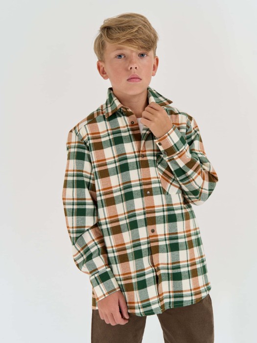 рубашка фланелевая "малахит" 7+ от бренда bungly вид слева