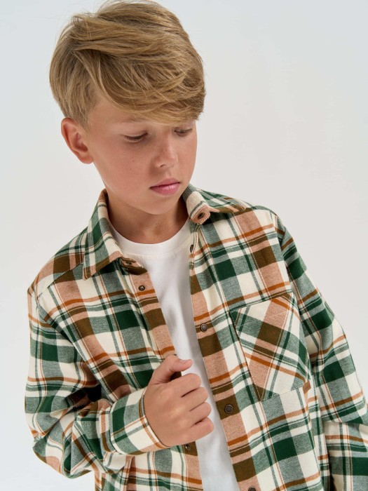 рубашка фланелевая "малахит" 7+ из фланели спереди
