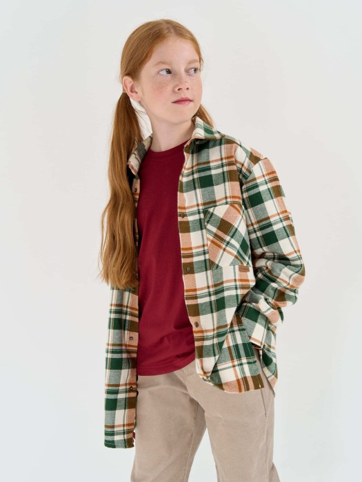 рубашка фланелевая "малахит" 7+ повседневного стиля с лицевой стороны
