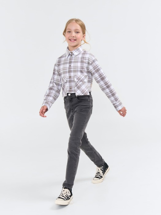 рубашка фланелевая укороченная "дымка" 7+ из россии вид сбоку