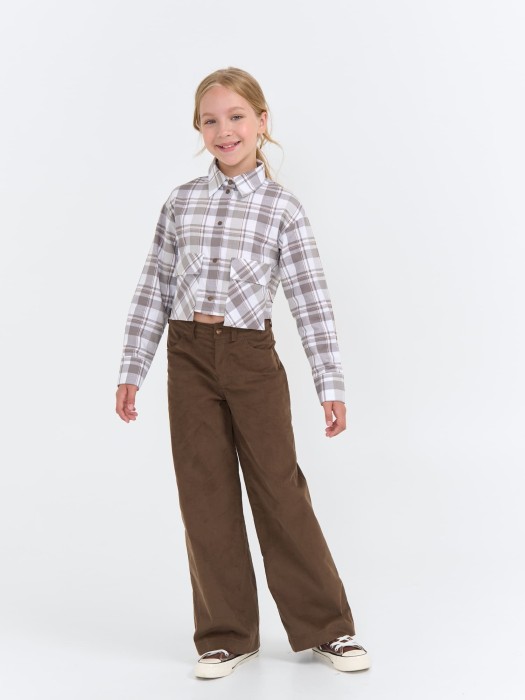 рубашка фланелевая укороченная "дымка" 7+ из фланели спереди