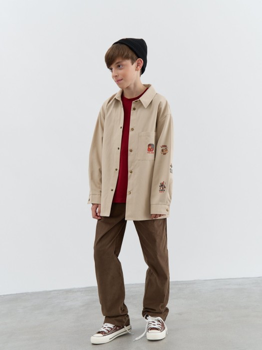 рубашка габардиновая "беж" 7+ по цене 3899 руб вид справа