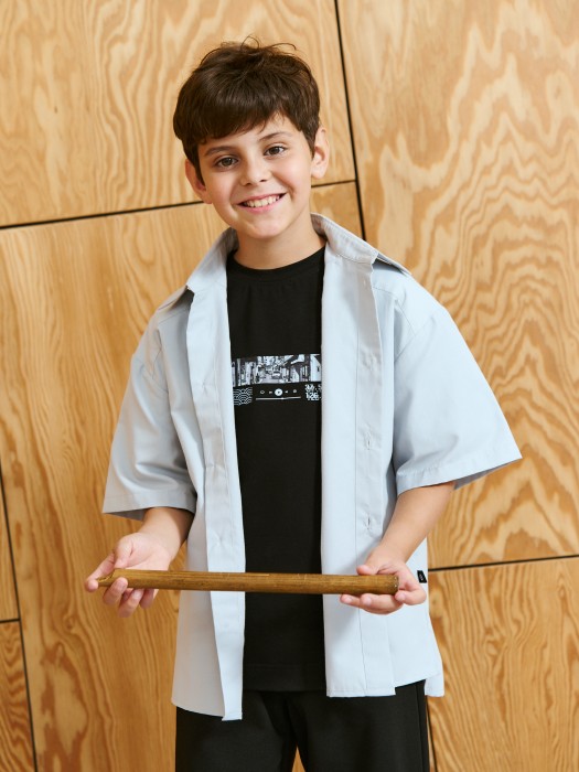 рубашка оверсайз с коротким рукавом "серая" 7+ фотография