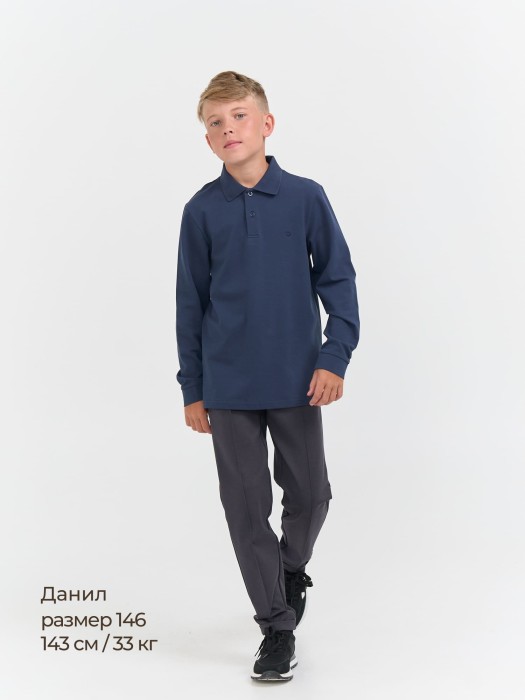 рубашка поло "синяя" 7+ из россии вид сбоку