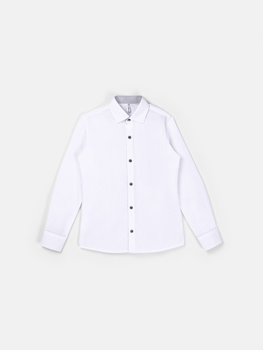 рубашка slim для мальчика "белая" 7+ от бренда bungly вид слева