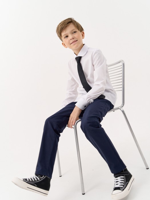 рубашка slim для мальчика "белая" 7+ из проверенных материалов спереди