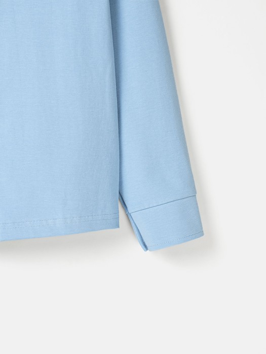 рубашка трикотажная "голубая" на кнопках 7+ из россии вид сбоку