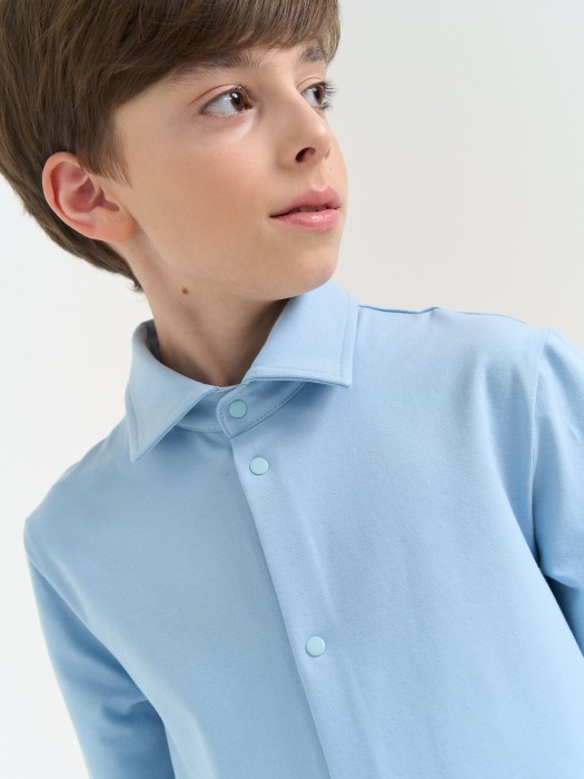 рубашка трикотажная "голубая" на кнопках 7+ из трикотажа спереди