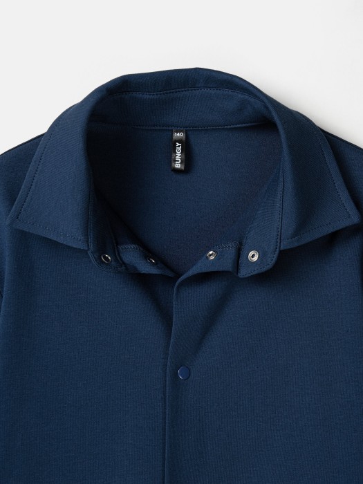 рубашка трикотажная "синяя" на кнопках 7+ из россии вид сбоку