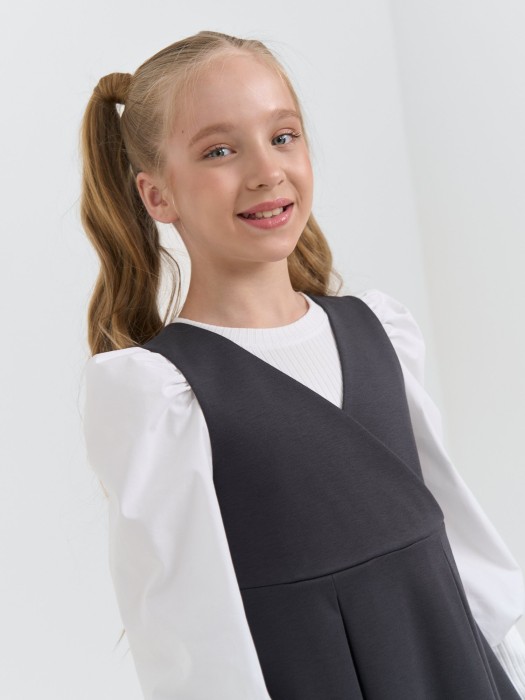 сарафан приталенный "графит" 7+ повседневного стиля с лицевой стороны