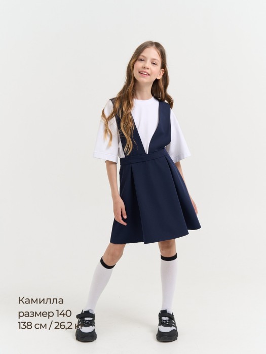 сарафан "синий" 7+ универсального стиля с лицевой стороны