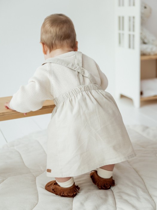 сарафан вельветовый "крем-брюле" 0+ из вельвета спереди