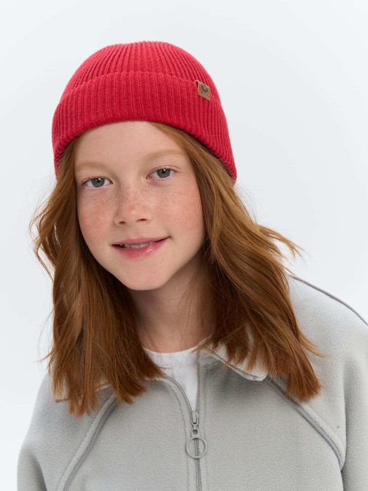 шапка бини хлопковая "томат" 7+ из россии вид сбоку