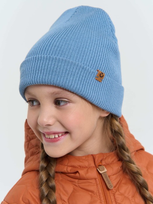 шапка хлопковая двухслойная "джинс" от бренда bungly вид слева