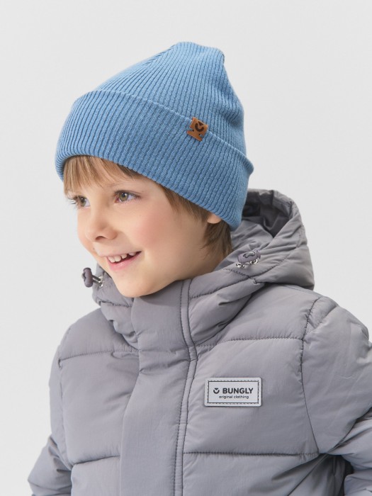 шапка хлопковая двухслойная "джинс" из хлопка спереди