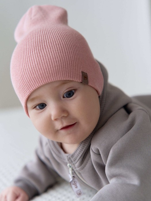 шапка хлопковая двухслойная "пыльная роза" 0+ фотография