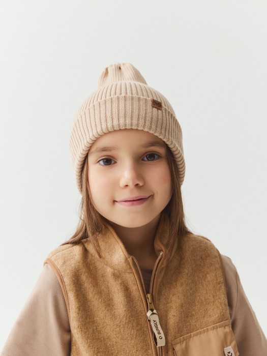 шапка хлопковая однослойная "беж" фотография