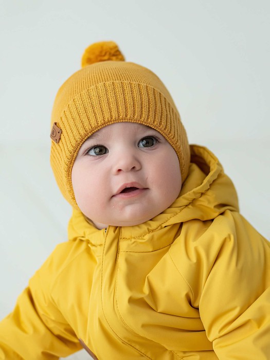 шапка хлопковая однослойная на подкладе "горчица" 0+ по цене 1049 руб вид справа