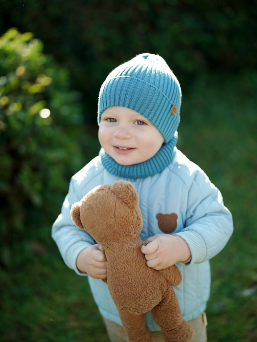 шапка и снуд хлопковые однослойные "бриз" 0+ от бренда bungly вид слева