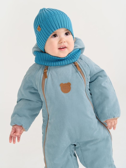 шапка и снуд хлопковые однослойные "бриз" 0+ из хлопка спереди