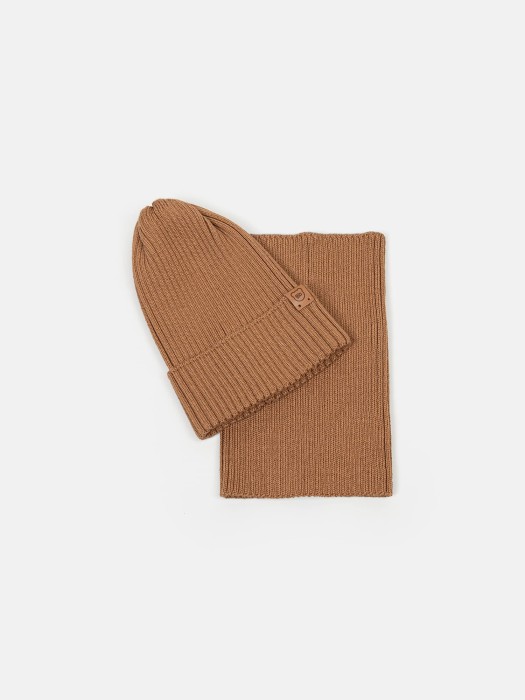 шапка и снуд хлопковые однослойные "песок" 0+ фотография